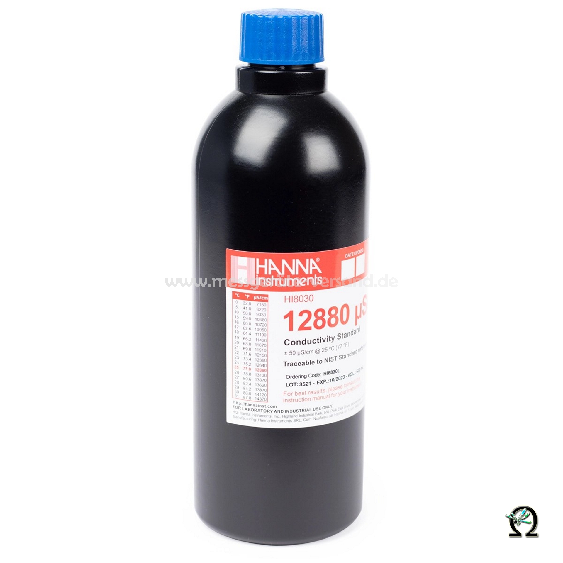 Hanna Leitfähigkeitslösung HI8030L 12.880 µS/cm in lichtdichter 500 mL-Flasche