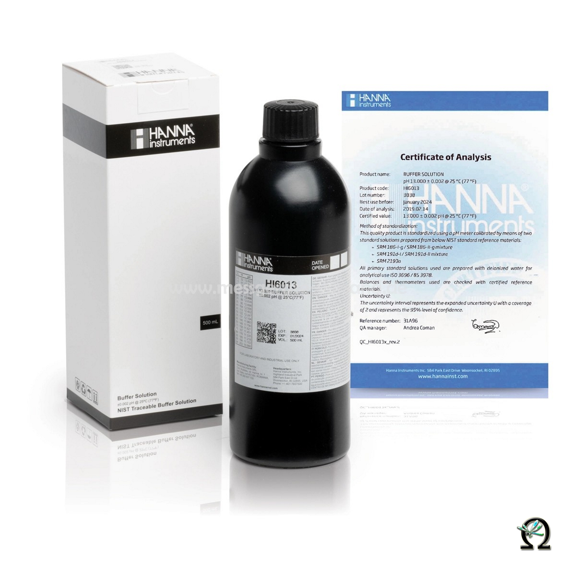 Hanna Pufferlösung HI6013 pH 13,000 in Premiumqualität in der 500 mL Flasche