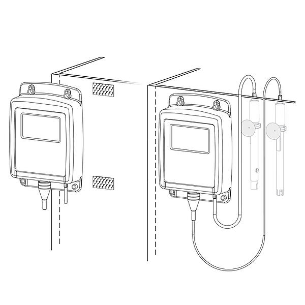 Befestigungsmöglichkeiten entweder 2× Saugnapf mit Clip oder 2× selbstklebendes Montageband