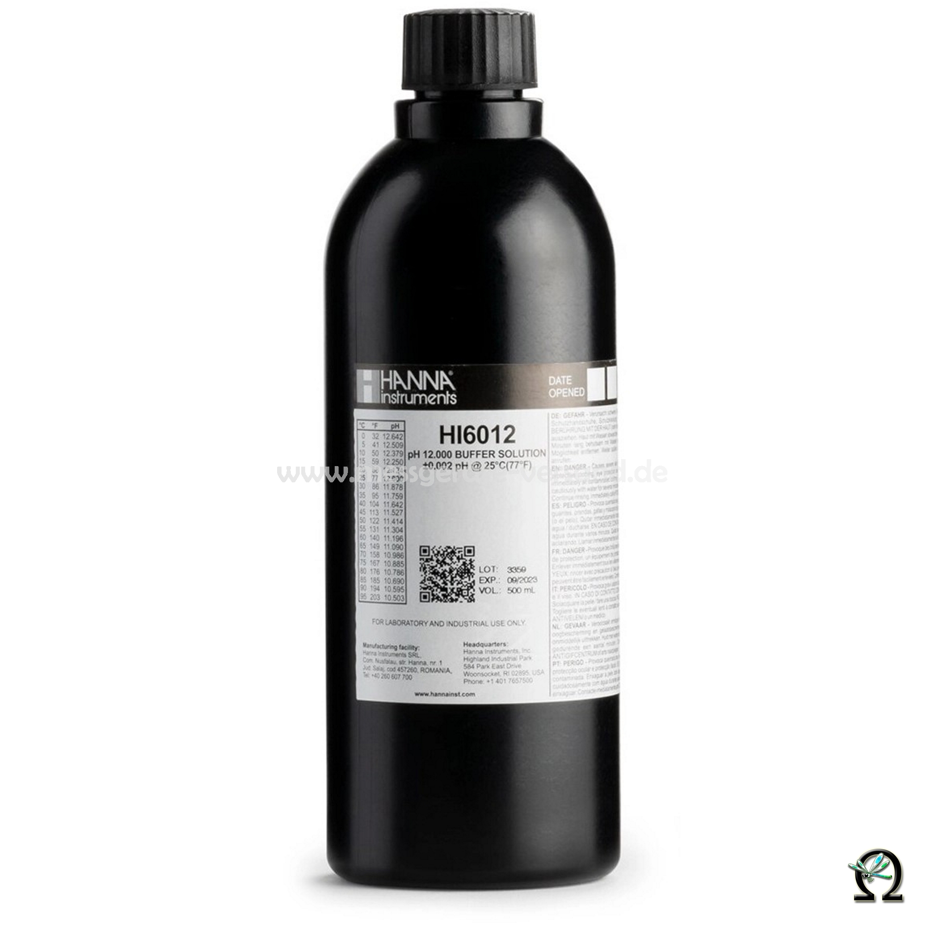 Hanna Pufferlösung HI6012 pH 12,000 in Premiumqualität in der 500 mL Flasche