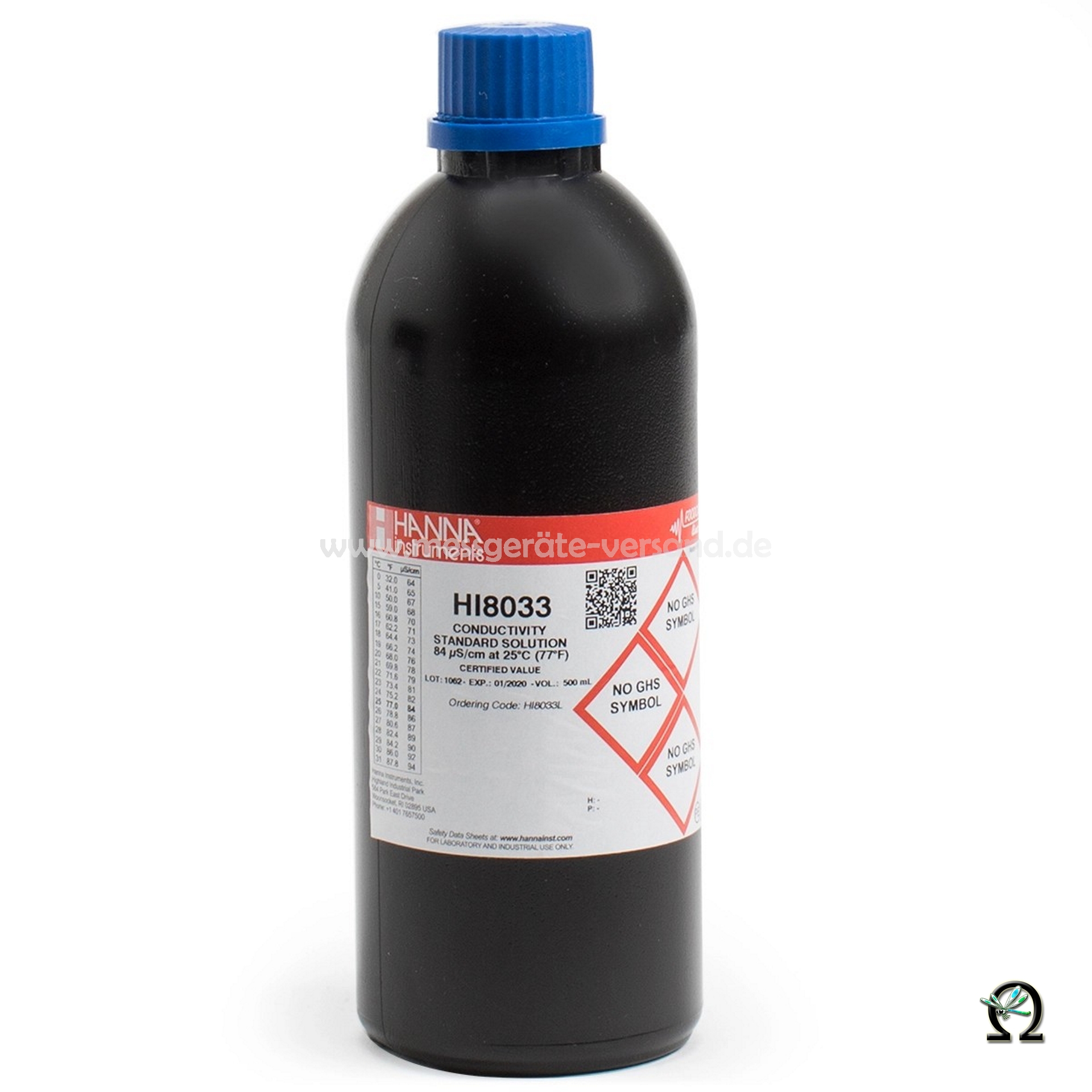 Hanna EC-Kalibrierlösung HI8033 84 µS/cm in lichtdichter 500 mL-Flasche