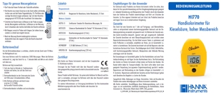 Mini-Photometer HI770 Checker HC für Silikat Hoch (0 bis 200 mg/L), Bedienungsanleitung deutsch als PDF-Datei zum herunterladen und ausdrucken.