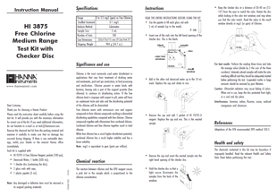 Hanna Testkit HI3875 Freies Chlor (0,0-3,5 mg/L) Gebrauchsanleitung englisch als PDF-Datei zum herunterladen und ausdrucken