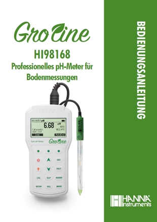 Die Bedienungsanleitung für das GroLine Hand-pH-Meter HI98168 für Bodenmessungen als PDF zum herunterladen und ausdrucken