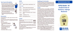 Mini-Photometer HI705 Checker HC für Silikat Niedrig (0.00 bis 2.00 mg/L), Bedienungsanleitung deutsch als PDF-Datei zum herunterladen und ausdrucken.
