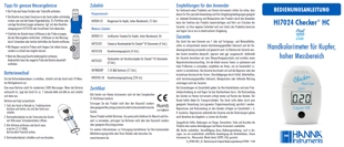 Die Bedienungsanleitung für dem Mini-Photometer HI7024 für Kupfer im Pool als PDF-Datei zum herunterladen und ausdrucken.
